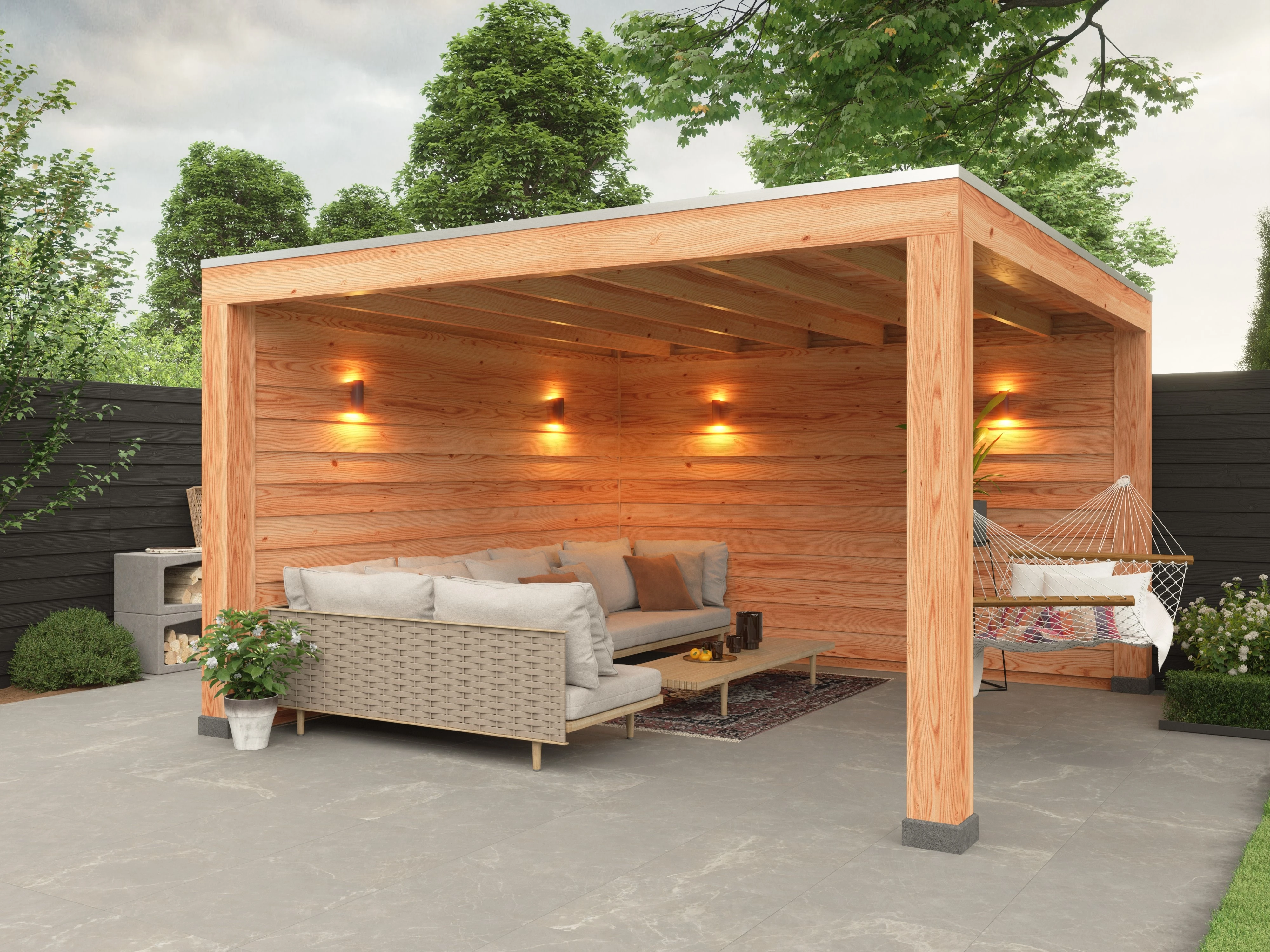 Douglas overkapping, 400 x 400, met achterwand en zijwand, Westwood Robuust - Afbeelding 2